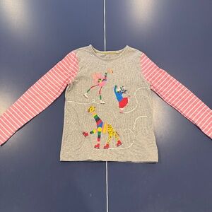Size 9-10 Mini Boden Hotchpotch Animal T-shirt in Grey Marl Ice Skating